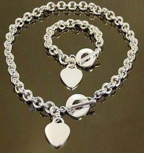 Whole Retail lowest Christmas gift 925 silver love NecklaceBracelet set S767532562