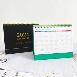 Календарь Новый 2024 календарь календарь с двумя боковыми настольными календарями Большая катушка для списка ежегодно ежемесячно ежедневных организаторов Организатора Офис.