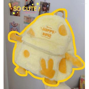 Storage Bags Plush Cheese Shape Backpack Resistant To Dirt Soft Wear Large Capacity Cartoon Multifunctional Bag