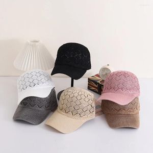 Berets Polyester Hollow Baseball Cap Brim 통기성 직물 정점 한국 스타일 선 스크린 메쉬 모자 작품