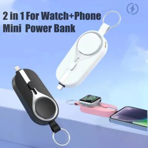 Bank Portable Mini Power Bank för Apple Watch Charger Key Chain Mobiltelefon Externt batteri för iPhone 12 13 14 Hjälpbatteri