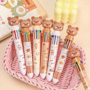 Цвета Kawaii Bear Cartoon Silicone Cunky Ballpoint Pen School Office Supply Stactionery Punders