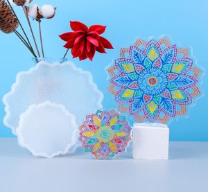 Resin Coaster Molds Textured Flower DIY Epoxy Resin Tray Mold Flower Tea Tray Coaster Epoxy Molds9341515