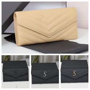 Designer langer Geldbörse Damen Clutch Schwarzklappe Kaviar Genauer Leder Brieftasche Reißverschluss Münzgrundtasche Kartenhalter Handy Beutel Mode Tragbare Lange Kupplung