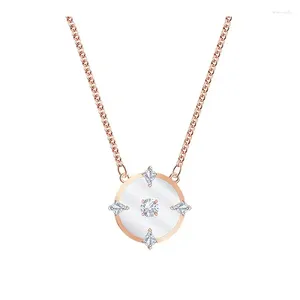 Chains Fashion Floating Disc Four-claw Single Diamond Necklace Elegant Temperament Crystal From Austrian Clavicle Chain Female