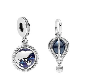 Popularny wysokiej jakości 925 Srebrny niebieski glob Emalia do oryginalnego p damskim bransoletki naszyjnik DIY Jewelry Fashion1831395