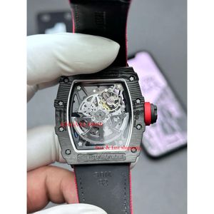 Watchba Tourbillon Watch 완전 빨간색 기계 남성 플라이휠 데빌 자동 스켈레토 RM035 디자이너 RM35-02 슈퍼 클론 시계 시계 Movem 3824