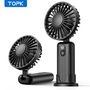 Topk 5000mah Mini Portable Fan USB Desk Electric Fan Liten Personlig handfläkt med USB -uppladdningsbar kylhalsfläktar för rum 240507