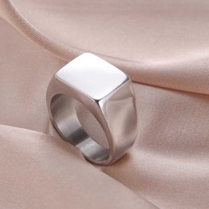 Pierścionki ślubne Skyrim Stal nierdzewna prostokąt sygnetowy dla mężczyzn kobiety minimalistyczne szerokie pierścienie palców 2024