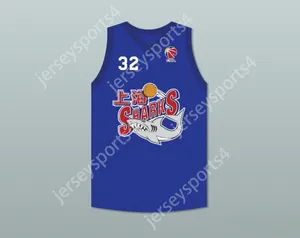 Custom Nay Mens Youth/Kids Jimmer Fredette 32 Shanghai Sharks Blue Basketball Jersey con CBA Patch Top Top S-6xl Cucite S-6XL