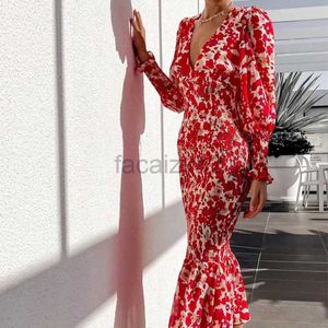 Sıradan Elbise Tasarımcı Elbise 2024 Yaz Yeni Seksi V-Gutt Style Celebrity Slim Fit Fishtail elbisesi artı boyutu elbiseler