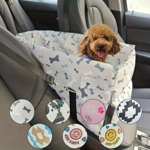 Oxford Waterproof Fashion Print Dog Car Seat Central Control Armest Pet Booster Safety for Outdoor Travel 240508