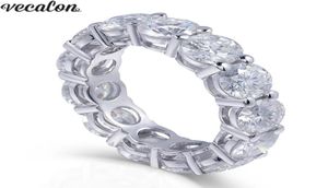 Vecalon 925 Sterling Silver Eternity Ring 6mm 5a Zircon Sona CZ婚約担当バンドリング