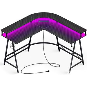 Biurko meblowe z sypialnią z światłem LED i gniazdkiem elektrycznym Rodzinny stół narożny stół stojak na kubek uchwyt hak z włóknem węglowym czarna kropla del d Otj7U