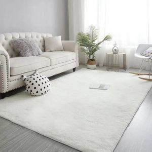 大きなモダンなリビングルームカーペット白い絹のようなふわふわの女の子ベッドベッドベッドベッドマットハウスエントランスマットホームデコレーションファーリーソフトラグ240424