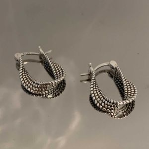 Ventfill Retro punk 925 Brincos impressos para mulheres criativas Twisted and Wap Geometry Party Handmade Silver Jewelry Q240507