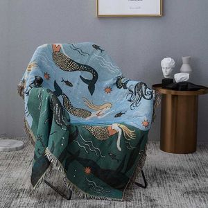 Koce tekstylne miasto nordyckie w stylu rzut kocem syrenka koc do łóżka salon gobelrz dywan sofa koc pokrywa osłona bedspread