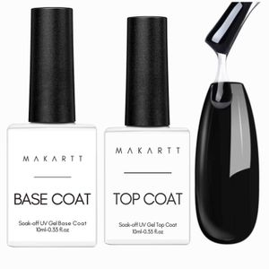 Nail Gel Makartt No Wipe Base and Top Coat Kit 2pcs 10ml Soak Off Polish Manicure Pedicure Set Q240507