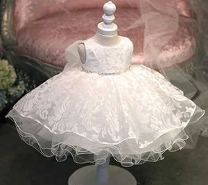 Christening dresses High quality white baby girl dress Glitz chiffon baptist 3-year girls first birthday cradle Q240507