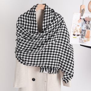 Qianniao grid scarf for women, versatile and warm scarf, imitation cashmere scarf, grid thick autumn and winter scarf, popular in winter