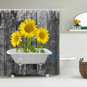 Shower Curtains Flower Butterfly Polyester Fabric Home Decor Multi-size Waterproof For Bathroom