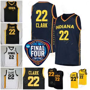 2024 Final Four Maglie 4 Indiana Caitlin Clark Women College Basketball Iowa Hawkeyes 22 Caitlin Clark Jersey Away Away Black White Navy