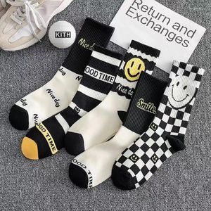 Women Socks 2024 Black And White Face Men's Medium Autumn Winter High Waist Women's Couple Sports Stockings