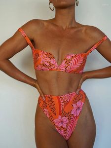 Women's Swimwear Miyouj 2024 Bikini Sets Bandage Floral Printed Women Low Waist Bathsuit Sexy Biquinis Solid Color Beachwear