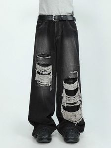 EN: s jeans 2023 MRNEARLY AMERICAN High End Perforated Jeans för män med små men ändå lösa breda ben raka benbyxor Hip Hop J240507