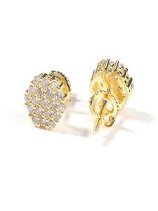 925 Silver Hexagon Drop Earrings Stud 1 Par Casual Iced Out Diamond Micro Pave Cubic Zircon Earring Men Women Gift Jewelry7714728
