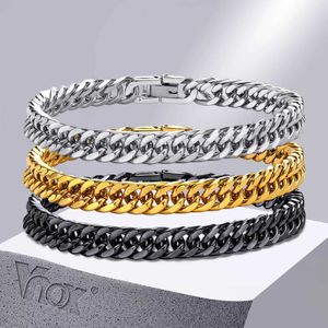 Kette Vnox Herren Edelstahl 8mm Kette Miami Cuban Armband Geeignet für Herren Boy Geschenk Schmuck Länge 19cm/21,5 cm J240508