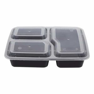 Dince per stoviglie usa e getta in plastica per il pranzo riutilizzabile pasto preparazione di alimenti 3 contenitori a microonde casa q240507