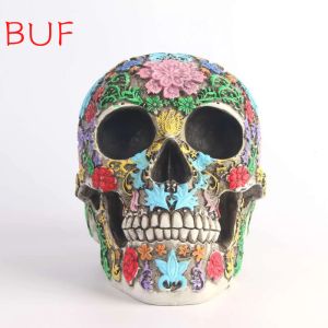 Skulpturer Human Head Skull Statue for Home Decor Harts Figurer Halloween Decoration Sculpture Medical Teaching Sketch Model Crafts 8031