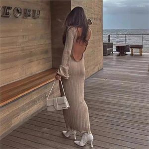 Bikini Women For The Beach Swim Cover Up Wear Spot Sexy Backpacking Buttock Ruffled Long Sleeve Knitted Skirt Dress Solid