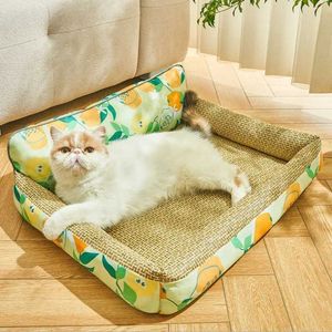 Letti per gatti mobili Nuovo tappetino per cane estivo Raffreddamento lavabile in tessuto in tessuto Cat Cuscino traspirato per pet nido per pet Ice Ice Sleep Cushion Forniture per animali domestici D240508