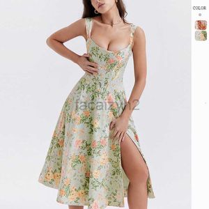 Casual Dresses Designer Dress Women's 2024 Spring/Summer Elegance Slimming Slim Strap Sexy Split Flower Dress Plus size Dresses