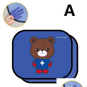 Car Sunshade 6/10/12Inch Sier 2Pcs Cartoon Foldable Sun Shades Window For Rear And Side Heat Shield Protect Baby Drop Delivery Automob Otakg