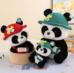 Ny plysch leksaksmink päls tröja panda och ryggsäck panda barn leksak docka zoo aktivitet gåva