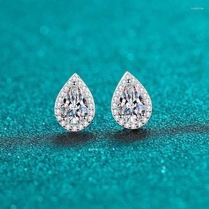Stud Earrings Luxury Platinum Pt950 Pear Cut 2ct Moissanite Earring For Women Sparkling Water Drop Lab Diamond Marriage Jewelry
