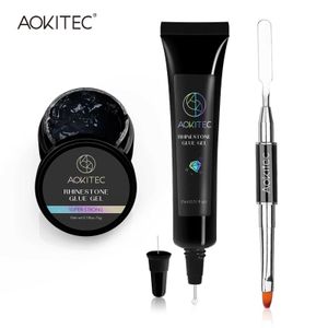 Nail Gel Aokitec Rhinrstone Glue gel Set Powerful Kit for Crystal Gem Decoration Art DIY Q240507