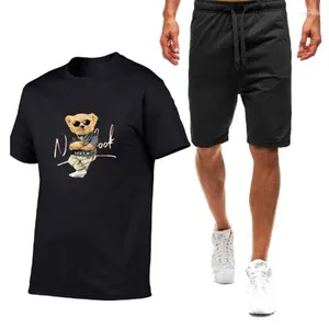 Men's Tracksuits 2024 Sports Suit Casual Round Neck T-Shirt Cotton Printed Short-sleeved Half-length Pants Set Two-piece