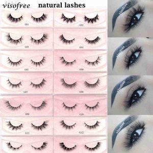 Falska ögonfransar Visoflee Eyelashes 10-13mm Mink är naturligt mjuka wispy grym ingen makeup Artificial Cils False D240508