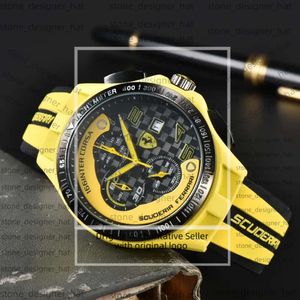 Wristwatches For Men 2023 New Mens Watches Six Es All Dial Work Quartz Watch Ferrar Top Brand Chronograph Clock Rubber Belt Fashion F1 Racing Car Style 7937