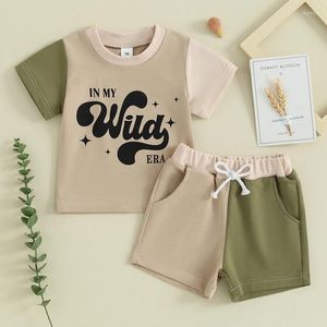 Set di abbigliamento per bambini abiti estivi abiti estivi per lettere a manica corta top cortometraggi per neonati set