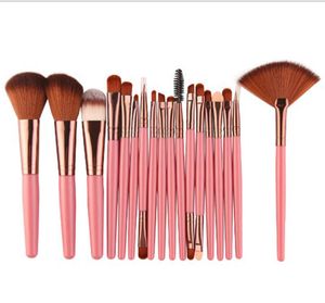 18Pcs Makeup Brushes Set Kit Power Foundation Blush Eye Shadow Eyelash Eyeliner Lip Blending Fan Cosmetic Tools3203366