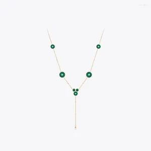 Anhänger Halskette Enfashion Peacock Green Disc Halskette mit Perle für Frauen Schmuck Trendy 18K Gold Farbe Geburtstag 233421