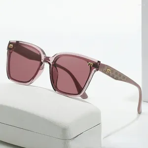 Sonnenbrille 2024 Mode mit Buchstabe M Luxusdesigner Frauen Retro Square Big Frame Outdoor Eyewear UV400 Brille