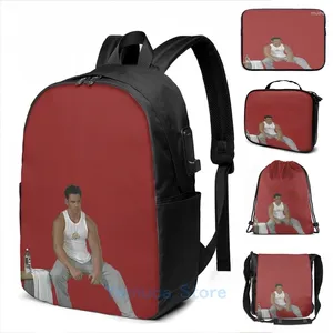 Backpack Funny Graphic Print Lockeroom Billy USB Charge Men School Bags Women Bag Travel Laptop