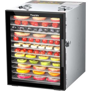 Desidratador de alimentos em aço inoxidável com 12 bandejas para secagem de carne, frutas, lanches de animais de estimação, vegetais e ervas - 194 ﾰ F Controle de temperatura, temporizadores 24 horas, recursos de segurança