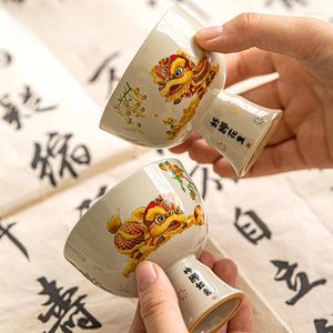 Cups Saucers Grass And Wood Gray Lion National Tide Chinese Wind Tea Ceramic Simple Household Teaware Master Cup Sample Teacup